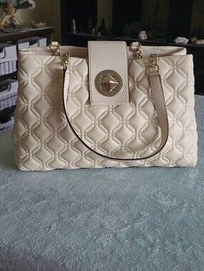 Quilted Kate Spade Cream Tote Handbag with Gold Accents